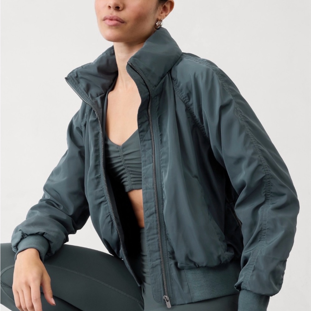 Athleta Jetset Bomber Jacket Coastal Teal - Medium, TALL - Picture 3 of 8